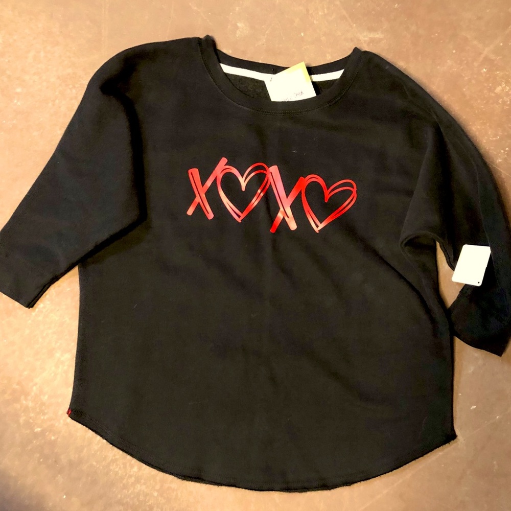 Black Fleece 3/4 Sleeve Sweatshirt with XOXO